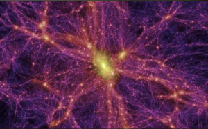 A computer-generated image of dark matter's possible distribution across millions of light-years of space.From www.bbc.co.uk.